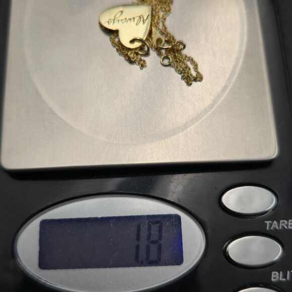 18 Inch Gold Over Sterling Silver Love Always Heart Necklace A6279 - Picture 7 of 7